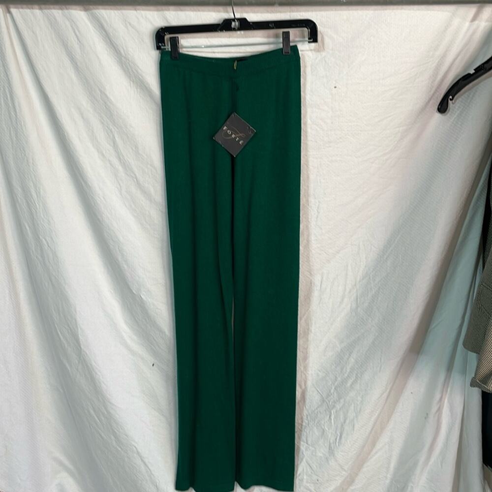Forte S Hunter green cashmere silk pull on sweater pants vintage nwt